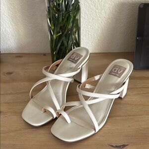 DV by Dolce Vita Women's Cream Strappy Heeled Sandals